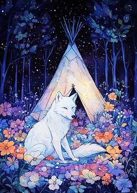 Fox Teepee Floral Meadow