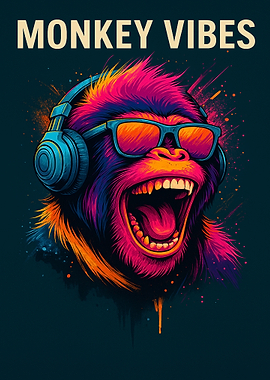 Monkey Vibes Colorful Portrait