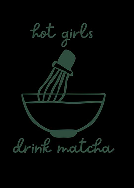 Hot Girls Drink Matcha Illustration