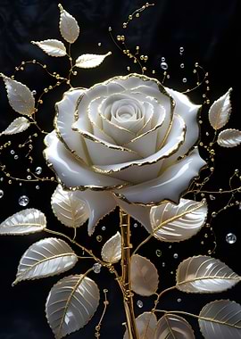 Elegant White and Gold Rose