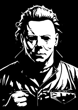 Michael Myers Black and White Portrait