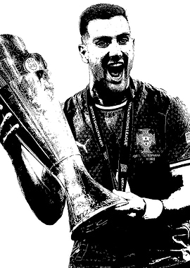 Diogo Dalot Celebrates with Trophy