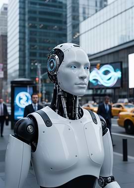 Humanoid Robot in New-York Cityscape