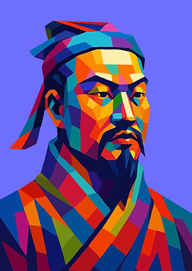 Confucius Portrait in Geometric Wpap Pop Art