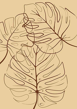 Autumn Monstera Leaf Line