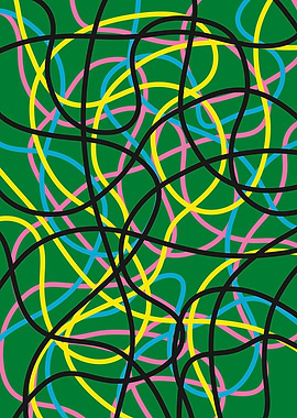Colorful Abstract Lines on Green Background