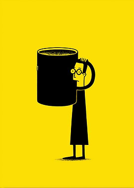 Man with Oversized Coffee Cup