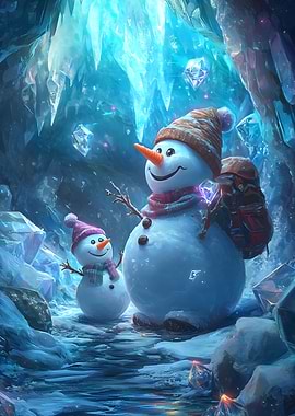 Snowmen in Ice Cave Adventure