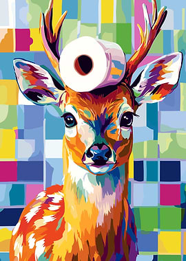 Colorful Deer with Toilet Paper Roll