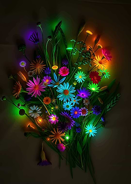 Glowing Neon Flower Bouquet
