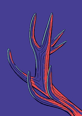 A Stag's Antler on Purple Background