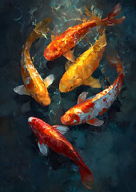 Koi Fish Pond Painting