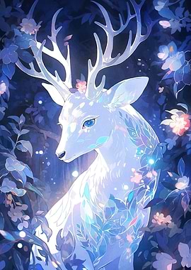 Elegant Deer Floral Forest