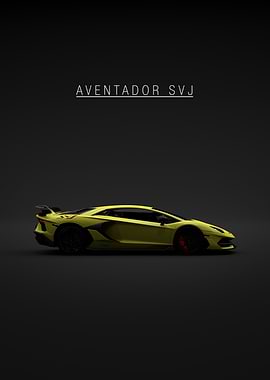 Yellow Lamborghini Aventador SVJ on Black