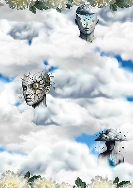 Surreal Cloudscape with Human Figures