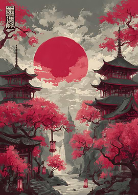 Japanese Pagodas Landscape