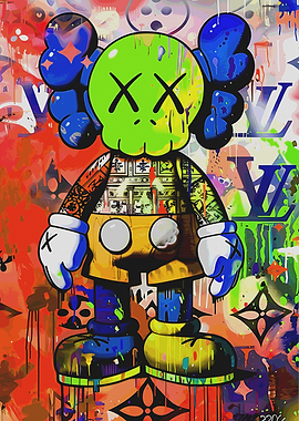KAWS Inspired Graffiti Art with LV Logos
