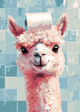 Llama with Toilet Paper on Head