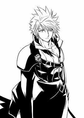Anime Character Black and White Portrait