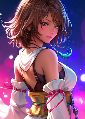 Anime Girl Portrait with Colorful Background