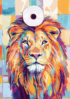 Colorful Lion with Toilet Paper Roll