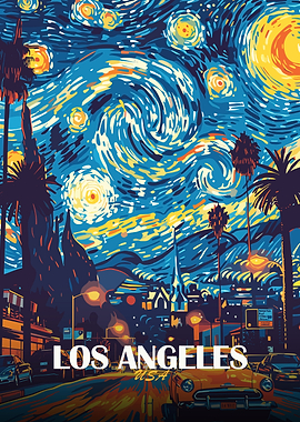 Los Angeles Starry Night Art
