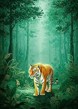 Tiger in Emerald Forest