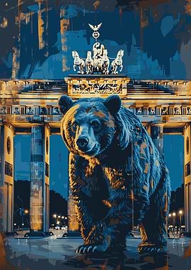 Berlin Bear Brandenburg Gate Artwork