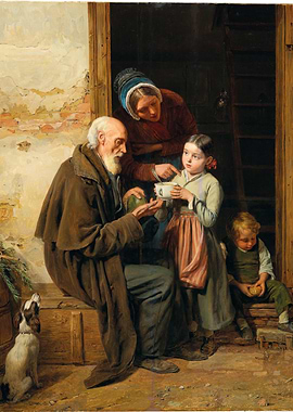 Family Scene with Elderly Man