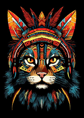 Tribal Cat Portrait
