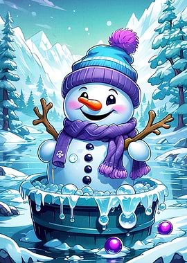 Snowman Winter Landscape