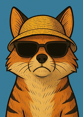 Cool Fox with Hat and Sunglasses