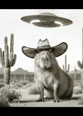 Cowboy Capybara UFO Capybara Selfie with UFOs Weird