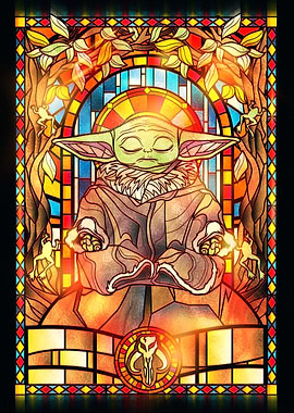 Grogu Stained Glass