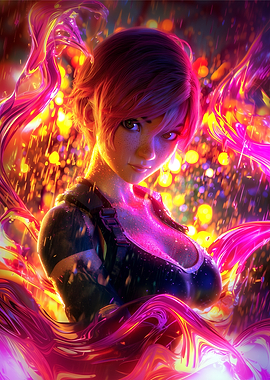 Stylized Portrait with Abstract Light Effects