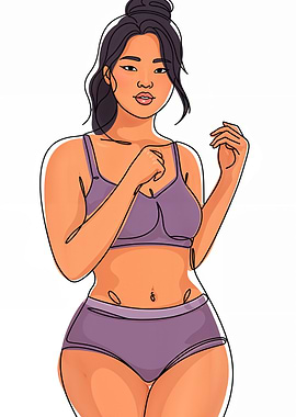 Woman in Lingerie Line Art Illustration