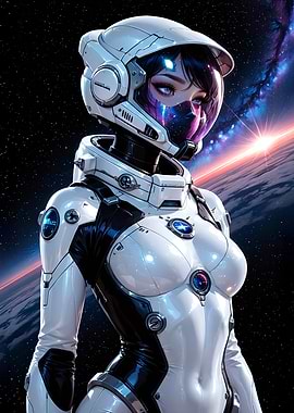 Anime Astronaut in Space Suit