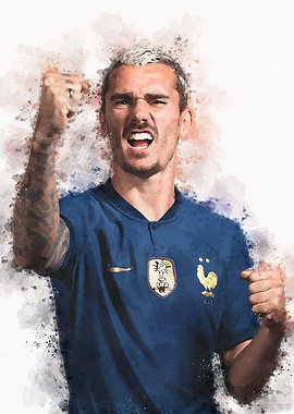 Antoine Griezmann Watercolor Portrait