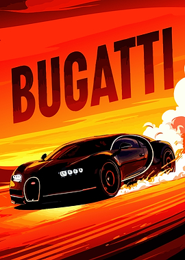 Bugatti Speeding Car Art