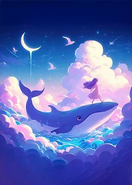 Dreamy Whale Ride Girl
