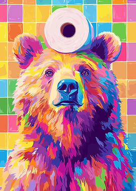 Colorful Bear with Toilet Paper Roll
