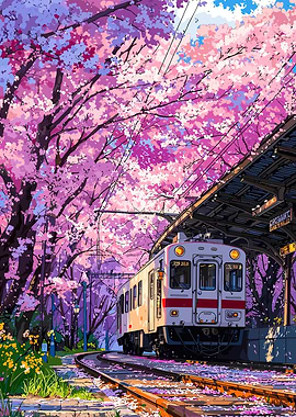 Cherry Blossom Train Station