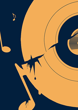 Broken Record with Music Notes