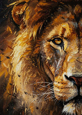 Lion Portrait Oil Painting