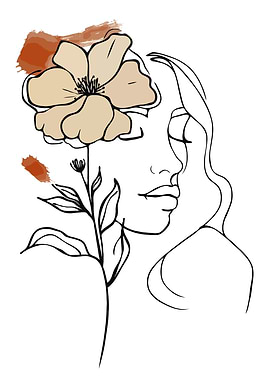 Woman and Flower Line Art Minimalist Illustration