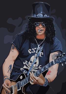 Slash Portrait with Guitar