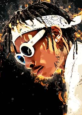 Wiz Khalifa Portrait with Bandana and Sunglasses