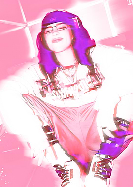 Billie Eilish - Pink and Purple Fashion Portrait