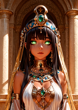 Anime Egyptian Queen with Green Eyes