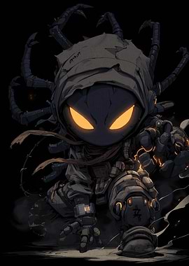 Hooded Figure with Glowing Eyes